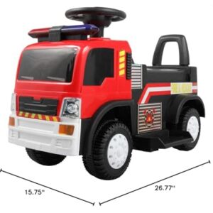 TOBBI Electric Ride on Fire Truck Toy for Indoor/Outdoor with Flashing Lights, Siren, Fire Fighter Sounds Effects, Music and Horn, 6 Volt Fire Truck to Drive for Toddlers 1.5-5 Years Old, Bright Red