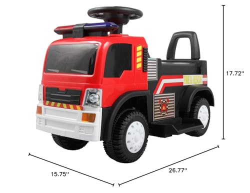 TOBBI Electric Ride on Fire Truck Toy for Indoor/Outdoor with Flashing Lights, Siren, Fire Fighter Sounds Effects, Music and Horn, 6 Volt Fire Truck to Drive for Toddlers 1.5-5 Years Old, Bright Red