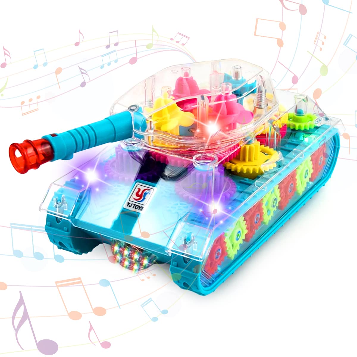 Playee Light Up Transparent Toy Tank – Baby Toys with Music and Lights – 8” Battery Operated Toddler Toys – Sensory Toys for Boys and Girls – Baby Boy Toys for Endless Fun