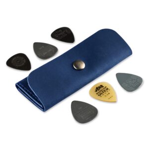 Leather Guitar Pick Holder, Guitar Pick Holder Case Bag, Plectrum Case Bag, Pick Cover, Gift for Guitar Players (Blue)