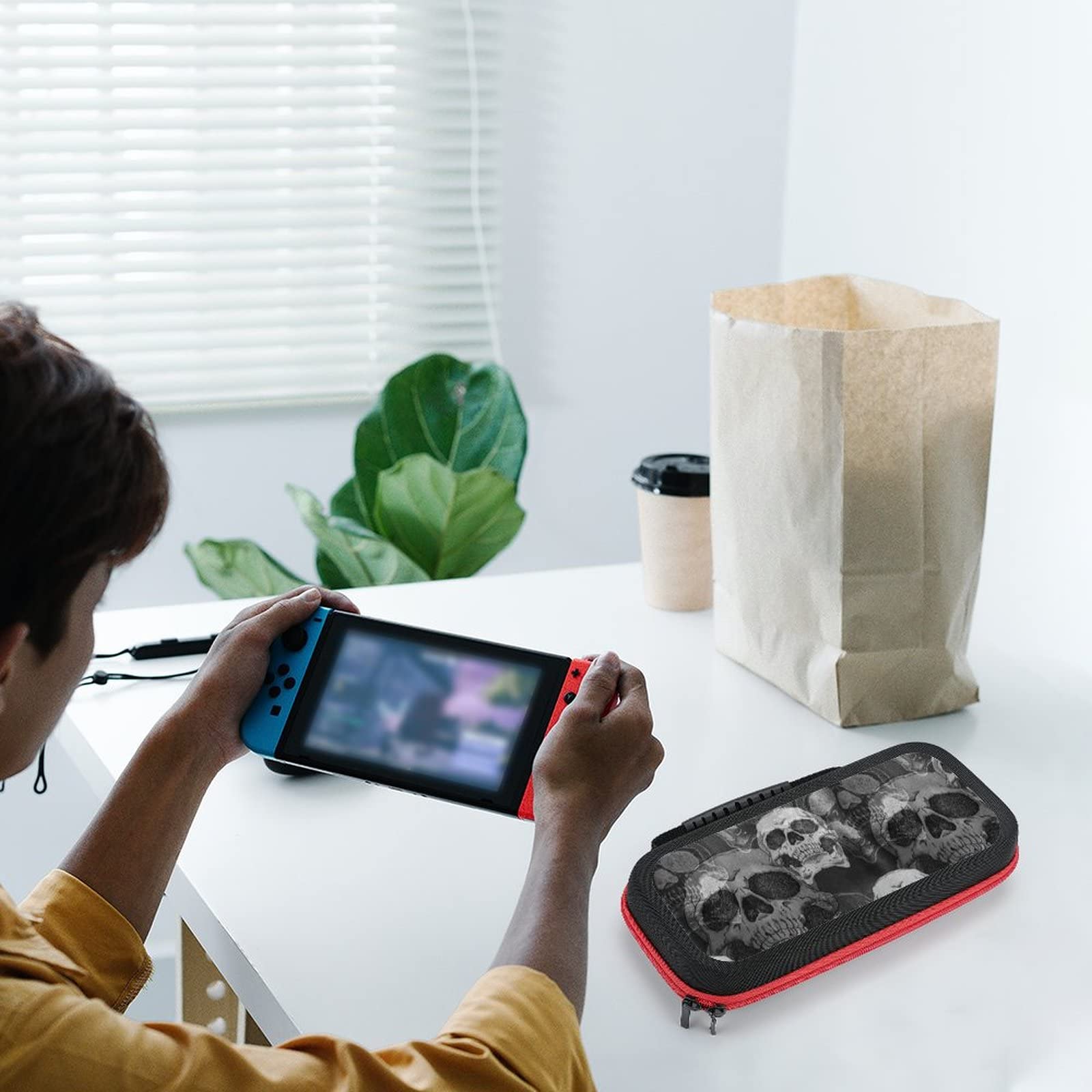 AoHanan Terrible with Skull Switch Carrying Case Compatible with Switch Game Case with 20 Games Cartridges Hard Shell Travel Protection Case for Switch Console & Accessories