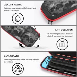 AoHanan Terrible with Skull Switch Carrying Case Compatible with Switch Game Case with 20 Games Cartridges Hard Shell Travel Protection Case for Switch Console & Accessories