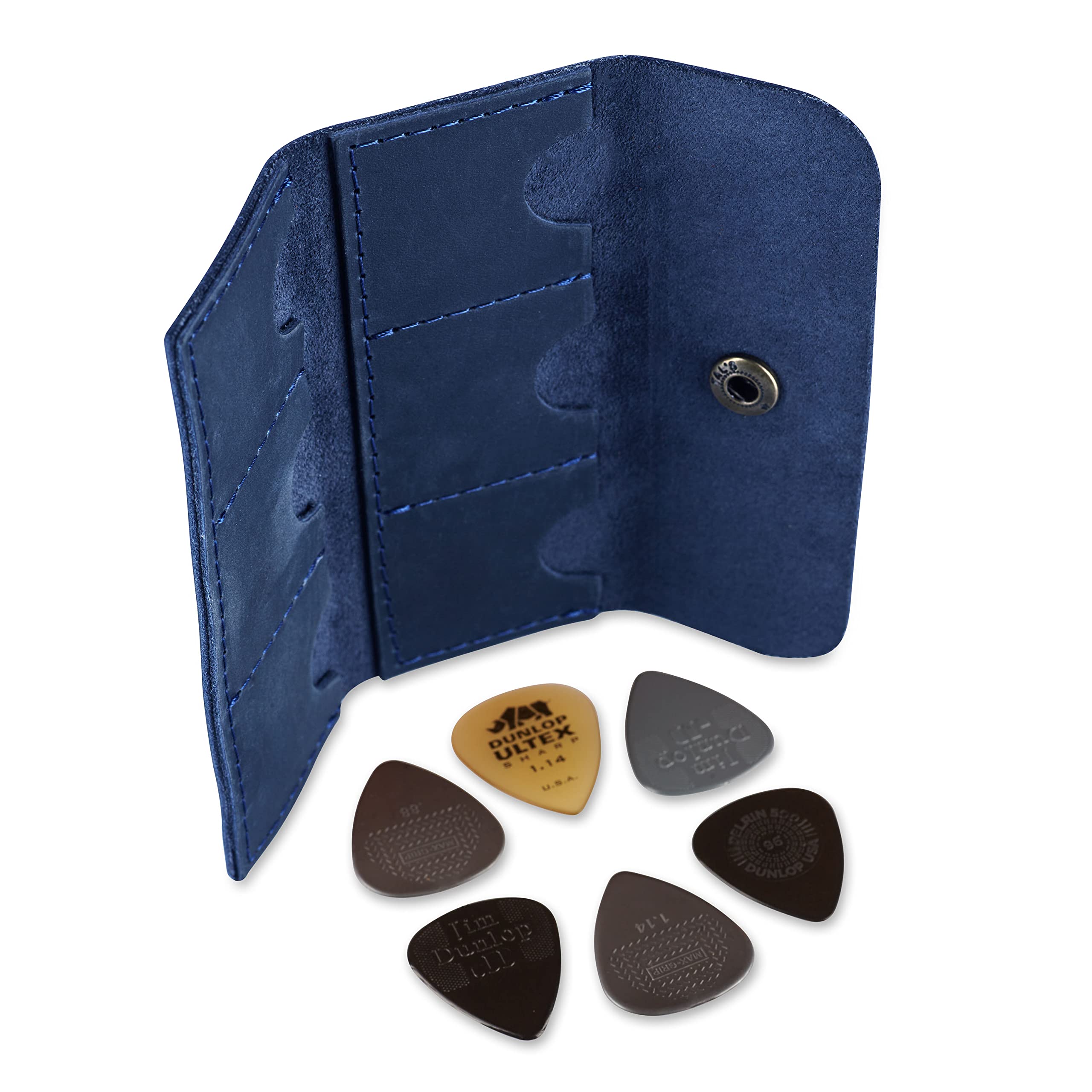 Leather Guitar Pick Holder, Guitar Pick Holder Case Bag, Plectrum Case Bag, Pick Cover, Gift for Guitar Players (Blue)