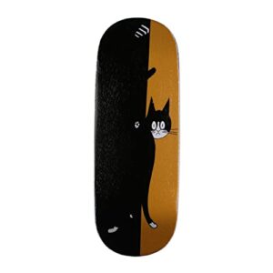 noahwood fingerboards deck (9.5s short nose short tail) finger skateboarding deck (only deck no truck no wheel) (black cat i)