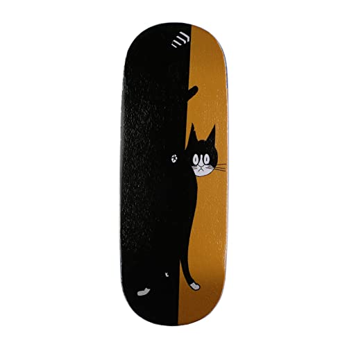 NOAHWOOD Fingerboards Deck (9.5s Short Nose Short Tail) Finger Skateboarding Deck (only deck no truck no wheel) (Black Cat i)