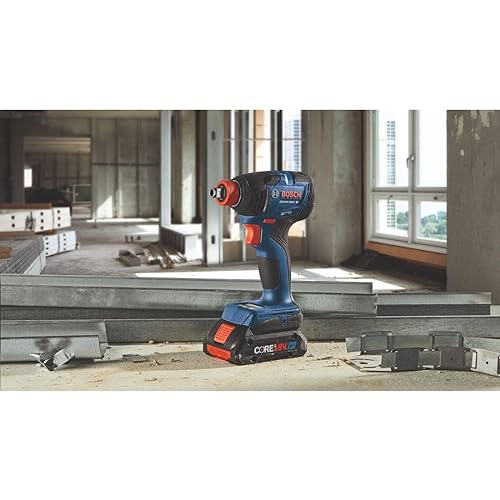 BOSCH GDX18V-1860CB23 18V Connected-Ready Two-In-One 1/4 In. and 1/2 In. Bit/Socket Impact Driver/Wrench Kit with (1) CORE18V® 4 Ah Advanced Power Battery and (1) 2 Ah Standard Power Battery