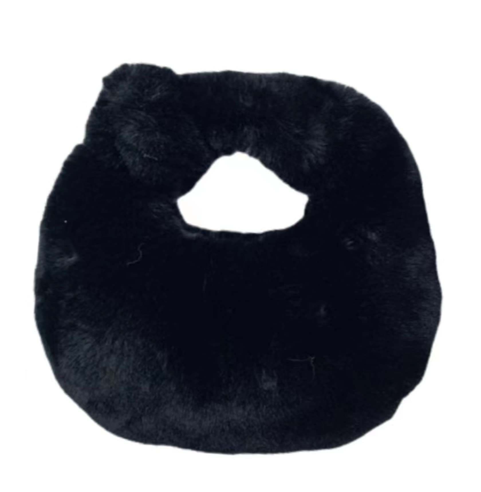 XPONNI Fuzzy Dumpling Bag, Cute Fluffy Bags, Cute Mini Handbags, Faux Fur Bag with Zipper, Soft Knotted Bag (black)