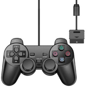 suncala wired controller compatible with ps2 console, black remote gamepad with 7.2ft cable