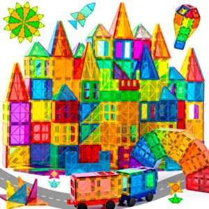 cossy 120pcs magnet tiles magnetic 3d building blocks set educational construction toys for 3+ year kids with stronger magnets, rivets-fastened, educational, recreational, conventional