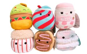 squishmallows kellytoy 5" mini assorted animal squad set of 6 plush toy (set e)