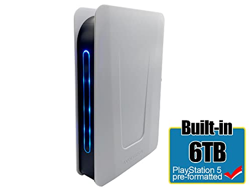 Avolusion PRO-T5 Series 6TB USB 3.0 External Gaming Hard Drive for PS4 / PS5 Game Console (White) - 2 Year Warranty (Renewed)