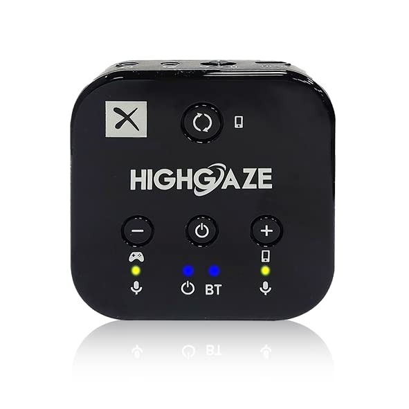 HIGHGAZE Bluetooth Chat & Play Audio Mixer Accessory for Switch Game Streaming with Smartphone & PS4 PS5 or Xbox, Discord, Voice call to Headset with aptX Audio, Adjust Game Volume Balance