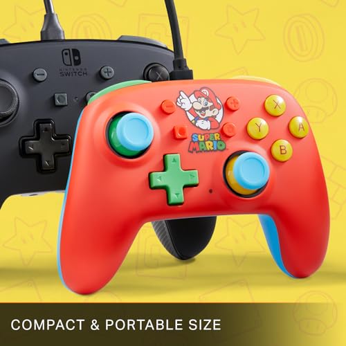 PowerA Nano Wired Controller for Nintendo Switch - Mario Bros., Comfortable Ergonomics, Officially licensed for Nintendo Switch and Nintendo Switch Lite, Compact, Smaller, Portable