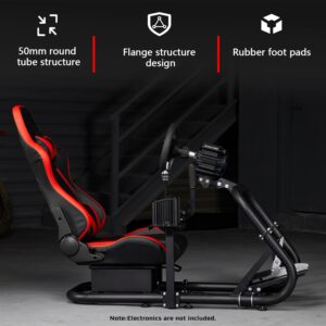 Dardoo G29 Racing Simulator Cockpit with Seat Fit for Logitech/Thrustmaster/Fanatec/PC G25 G27 G920 G923 T300RS,Ultra-Sturdy Alloy Steel Steering Wheel Stand,Without Wheel,Pedal & Handbrake