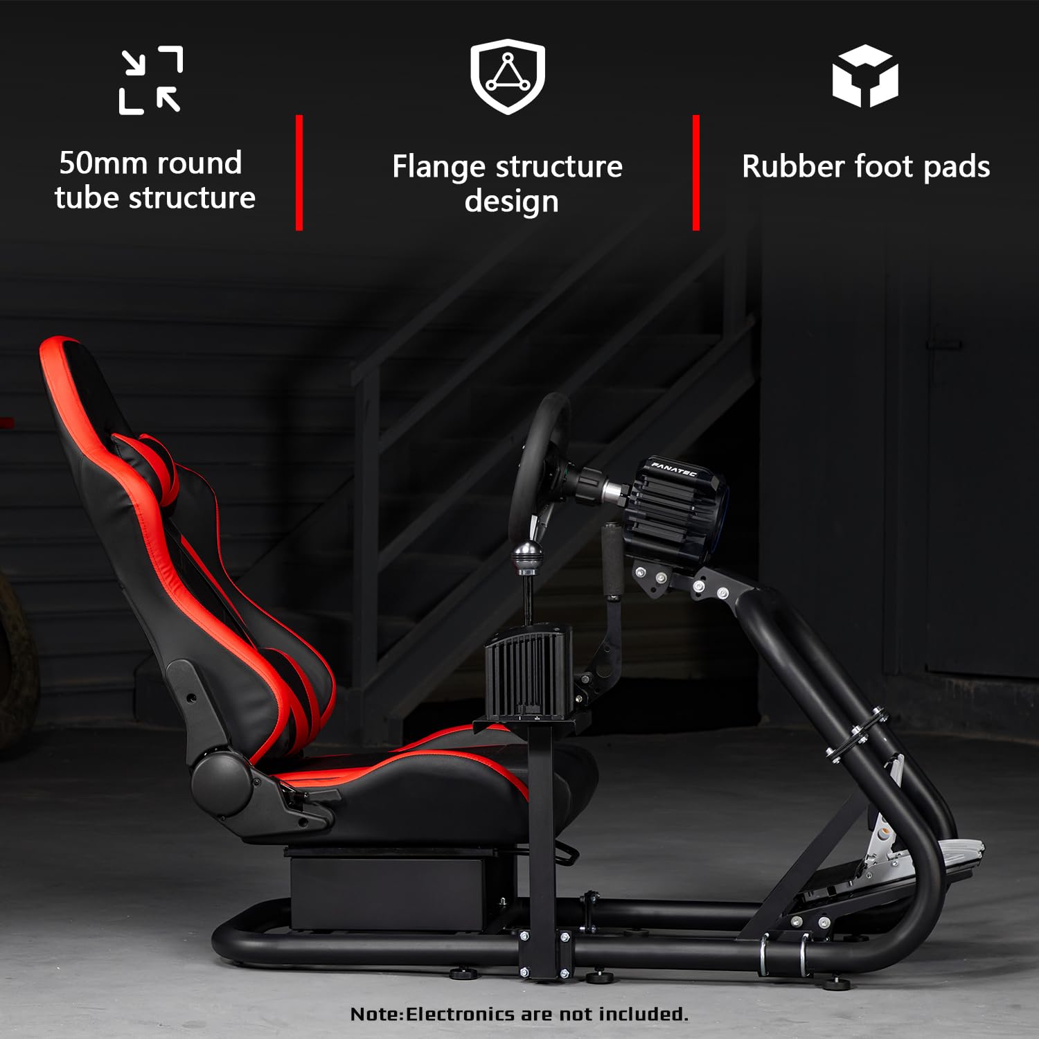 Dardoo G29 Racing Simulator Cockpit with Seat Fit for Logitech/Thrustmaster/Fanatec/PC G25 G27 G920 G923 T300RS,Ultra-Sturdy Alloy Steel Steering Wheel Stand,Without Wheel,Pedal & Handbrake