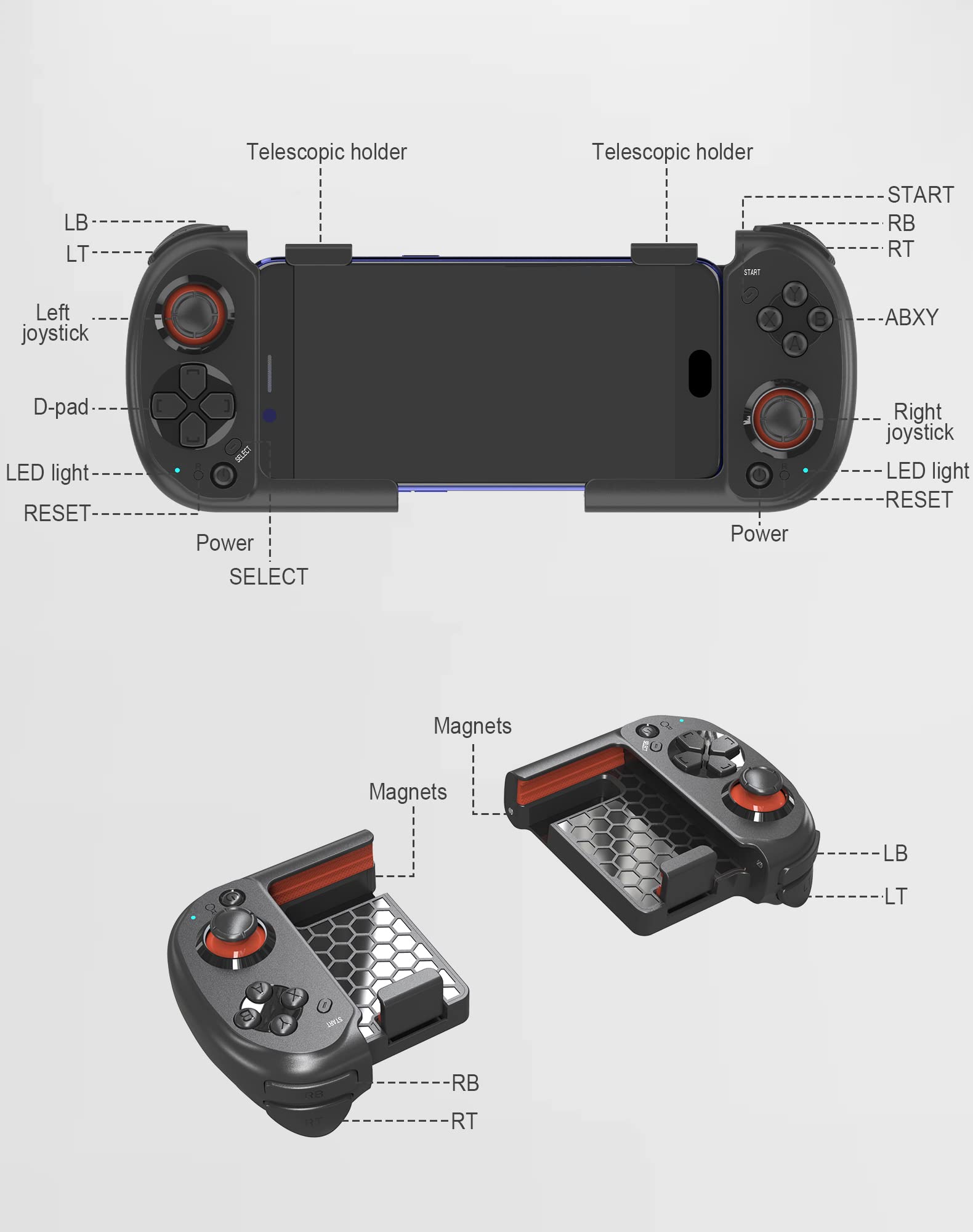 Joso Mobile Gaming Controller + Portable Controller