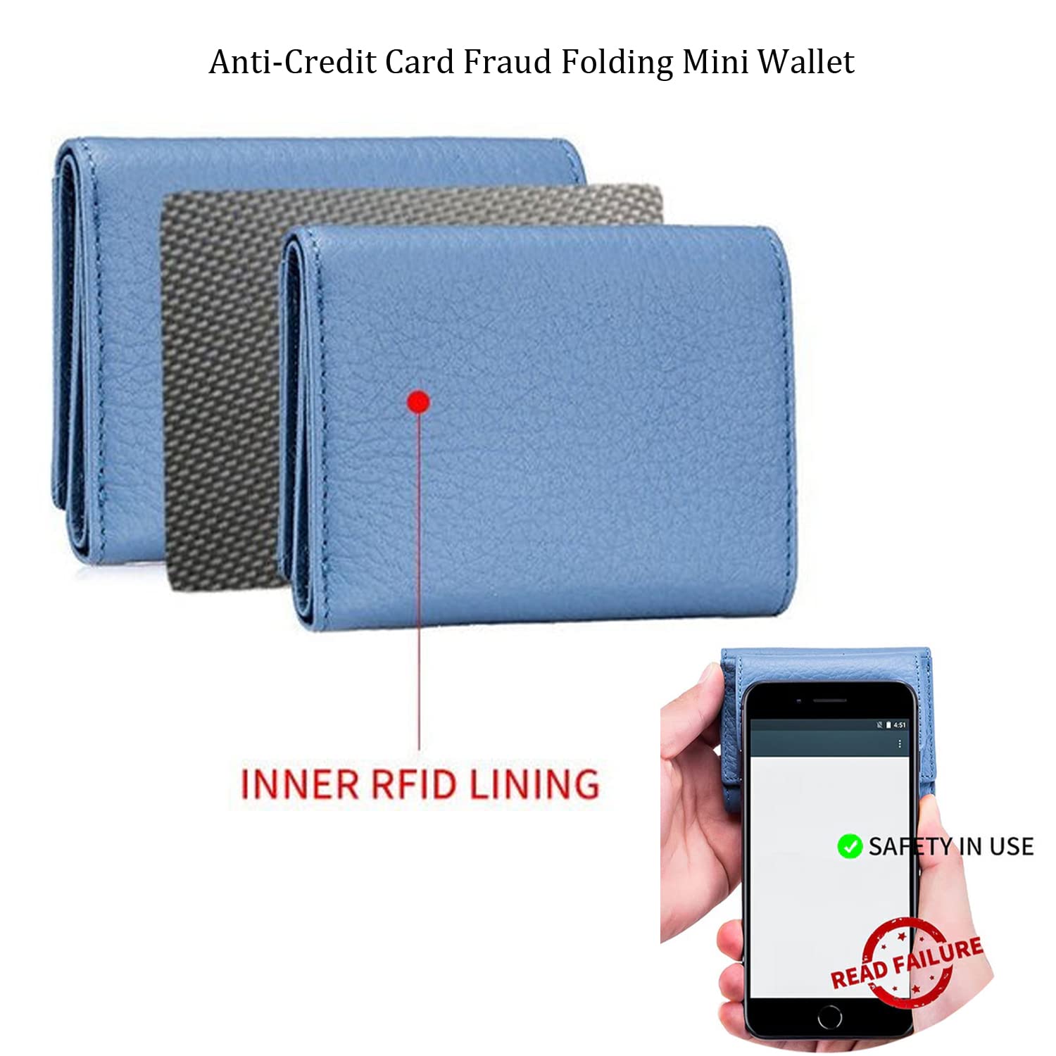 Wopedally 2023 New Unisex Anti-Credit Card Fraud Folding Mini Wallet, Handmade RFID Soft Leather Purse Multi Compartment Wallet (Green)