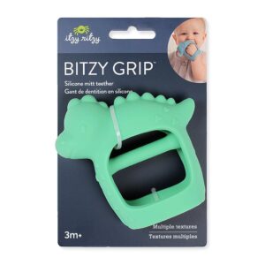 Itzy Ritzy Bitzy Grip Hand Teether - Silicone Teether for Babies - Developmental Teether Toy with Easy-to-Hold Hand Grip, Designed for Babies 3 Months & Up (Dinosaur)