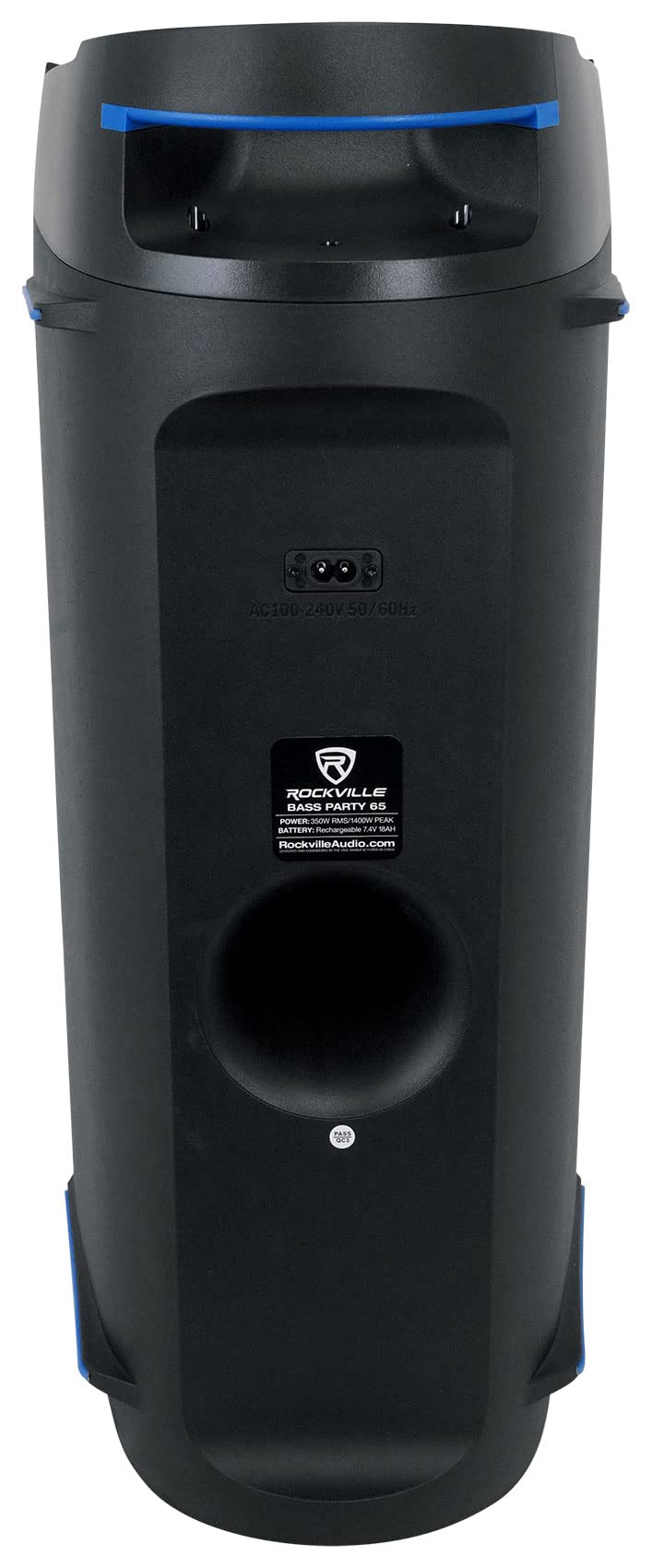 Rockville BASS Party 65 1200w Battery Powered LED Bluetooth Speaker Mic Input, Black