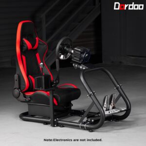 Dardoo G29 Racing Simulator Cockpit with Seat Fit for Logitech/Thrustmaster/Fanatec/PC G25 G27 G920 G923 T300RS,Ultra-Sturdy Alloy Steel Steering Wheel Stand,Without Wheel,Pedal & Handbrake