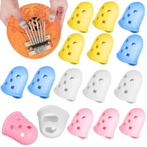 milisten 16 pcs kalimba finger protectors, silicone kalimba thumb protectors fingertips guards, guitar finger protectors thumb picks anti slip fingertip protectors for beginners