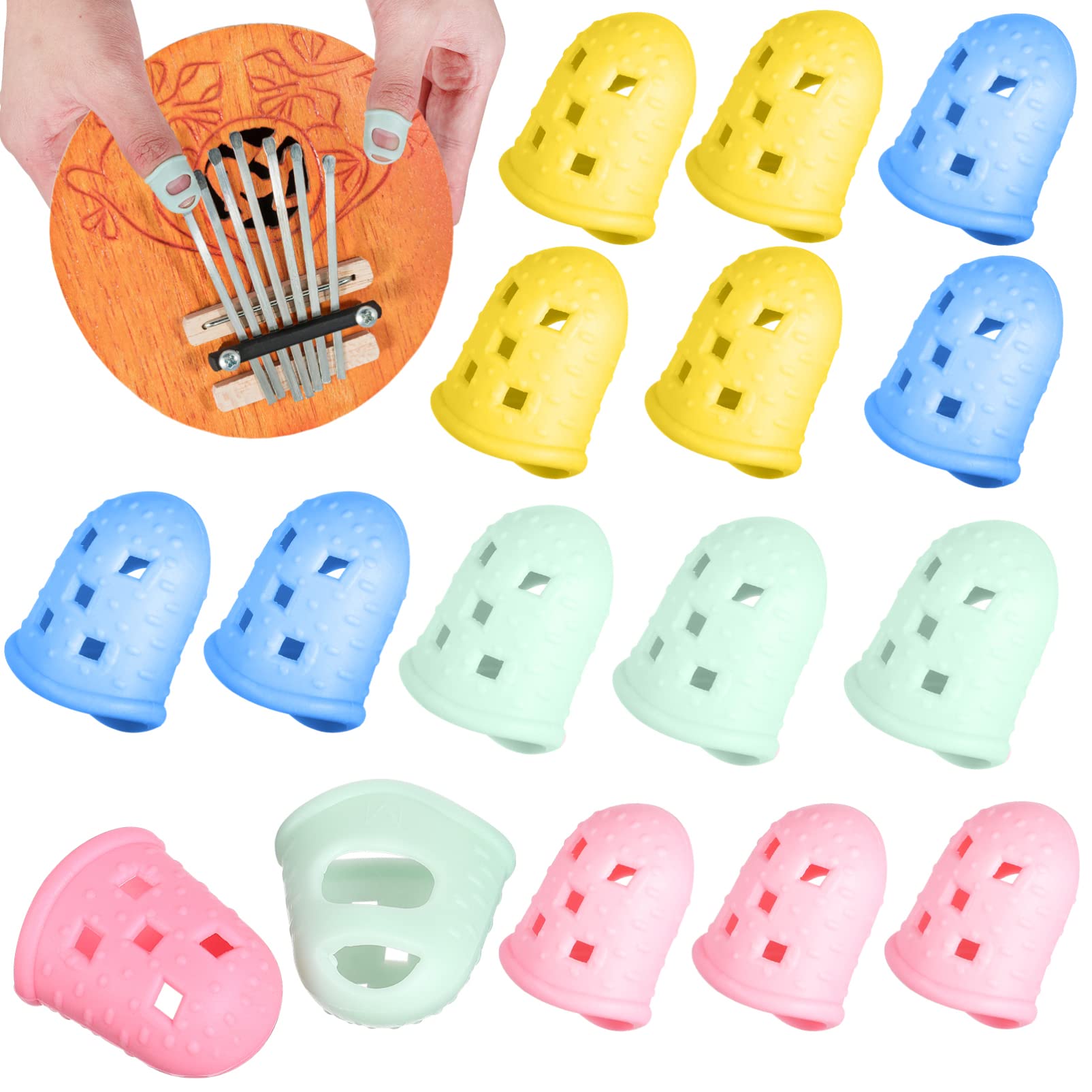 ERINGOGO 16 Pcs Ukelele Picks Nail Protector Fingertip Protectors for Beginners Kalimba Fingertip Protectors Finger Guards Guitar Finger Covers Automatic Safety Mask