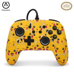 powera enhanced wired controller for nintendo switch - pikachu moods, gamepad, game controller, wired controller, officially licensed