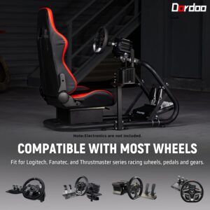 Dardoo G29 Racing Simulator Cockpit with Seat Fit for Logitech/Thrustmaster/Fanatec/PC G25 G27 G920 G923 T300RS,Ultra-Sturdy Alloy Steel Steering Wheel Stand,Without Wheel,Pedal & Handbrake