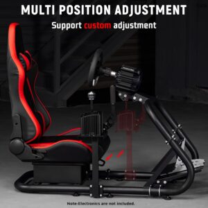 Dardoo G29 Racing Simulator Cockpit with Seat Fit for Logitech/Thrustmaster/Fanatec/PC G25 G27 G920 G923 T300RS,Ultra-Sturdy Alloy Steel Steering Wheel Stand,Without Wheel,Pedal & Handbrake