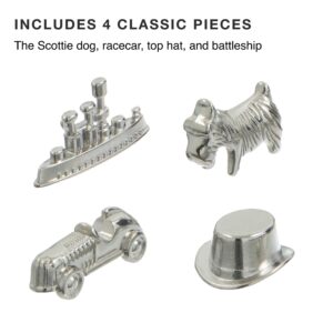 8-Pack Replacement Pawns Compatible with Monopoly - T-Rex, Terrier, Race Car, Top Hat, Battleship, Cat, Duck, Penguin - New Edition Metal Classic Board Game Tokens - Replace Lost or Broken Pieces