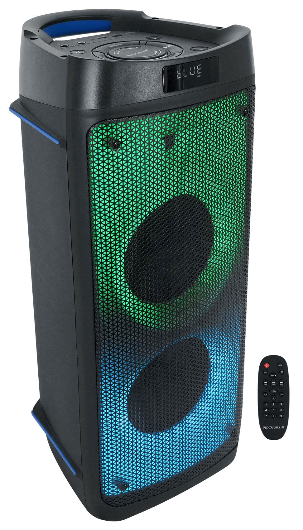 Rockville BASS Party 65 1200w Battery Powered LED Bluetooth Speaker Mic Input, Black