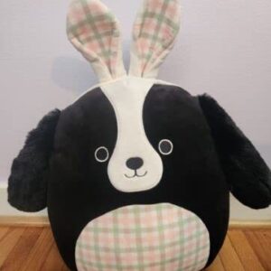 Squishmallows Rare 12-Inch Nathaniel The Black Dog with Easter Bunny Ears Plush - Add Nathaniel to Your Squad, Ultrasoft Stuffed Animal Large Plush Toy, Official Kellytoy Plush