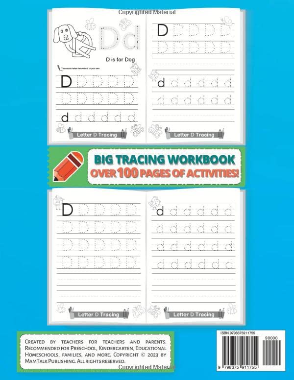 Learn to Trace Alphabet Letters: Big Preschool Tracing Workbook for Toddlers and Kids Ages 3-5: A Fun and Easy Handwriting Practice Book with Cute Animals Coloring Images (Preschool Learning Books)