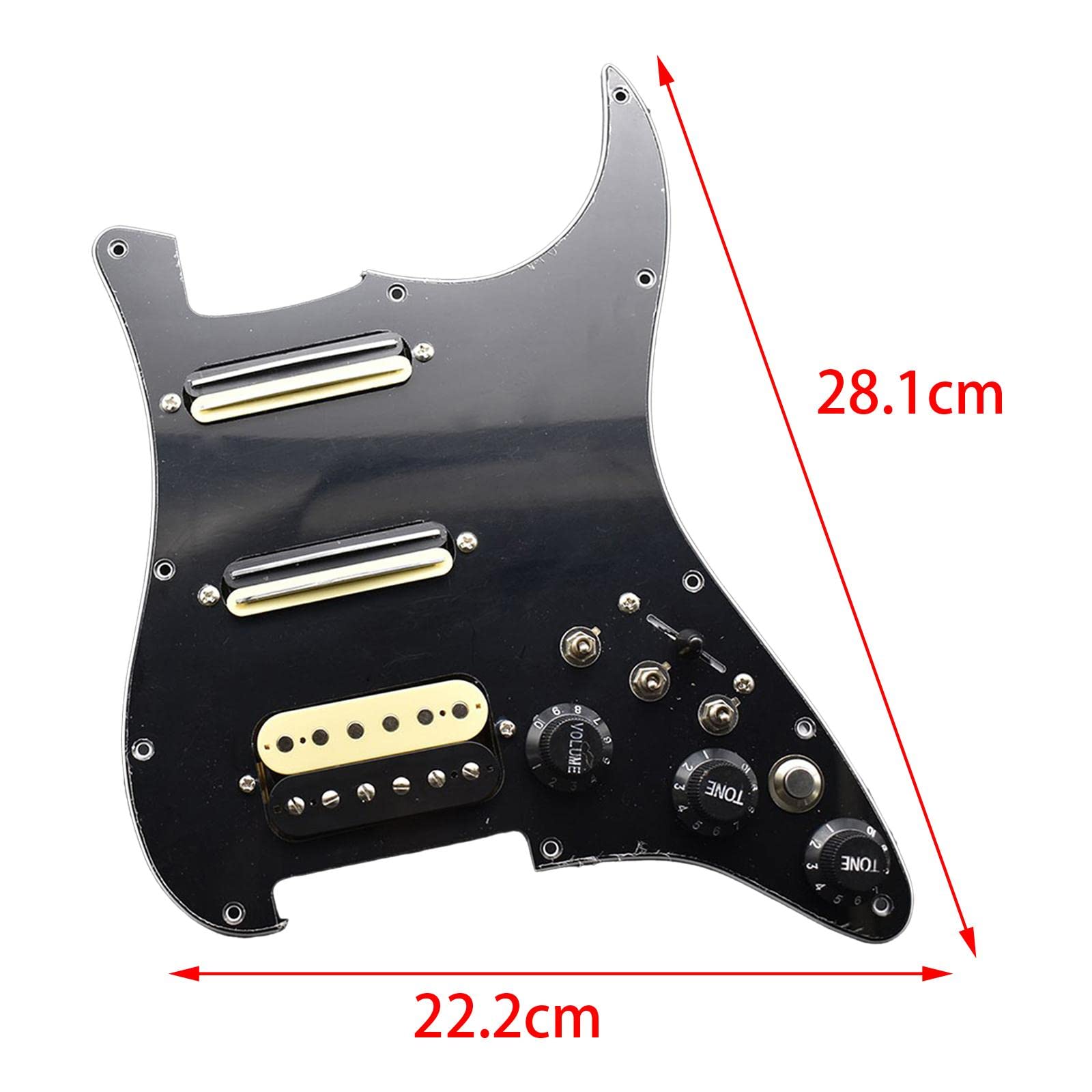 Colaxi Guitar Pickup Replacement Sturdy Easy Installation Loaded Prewired Pickup Pickguard Practical White Durable for Electric Guitar Parts, Black with Switch