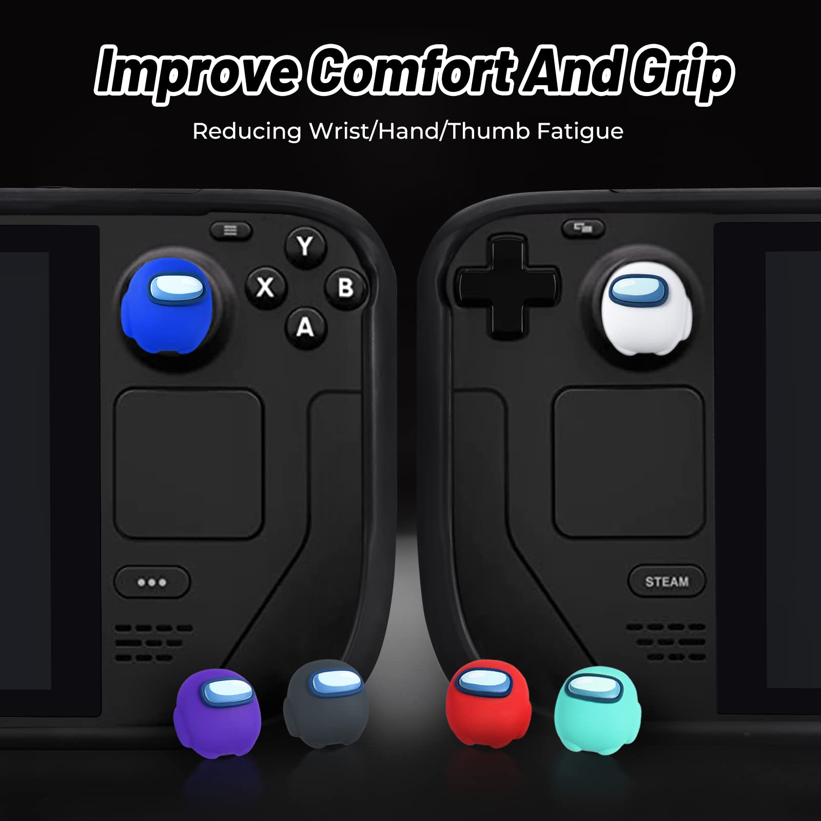 Switch Thumb Grips Joystick Caps Compatible with SteamDeck/Nintendo Switch/OLED/Lite Controller Accessories, FUNLAB Cute Silicone Analog Stick Cover - 6PCS Astronauts