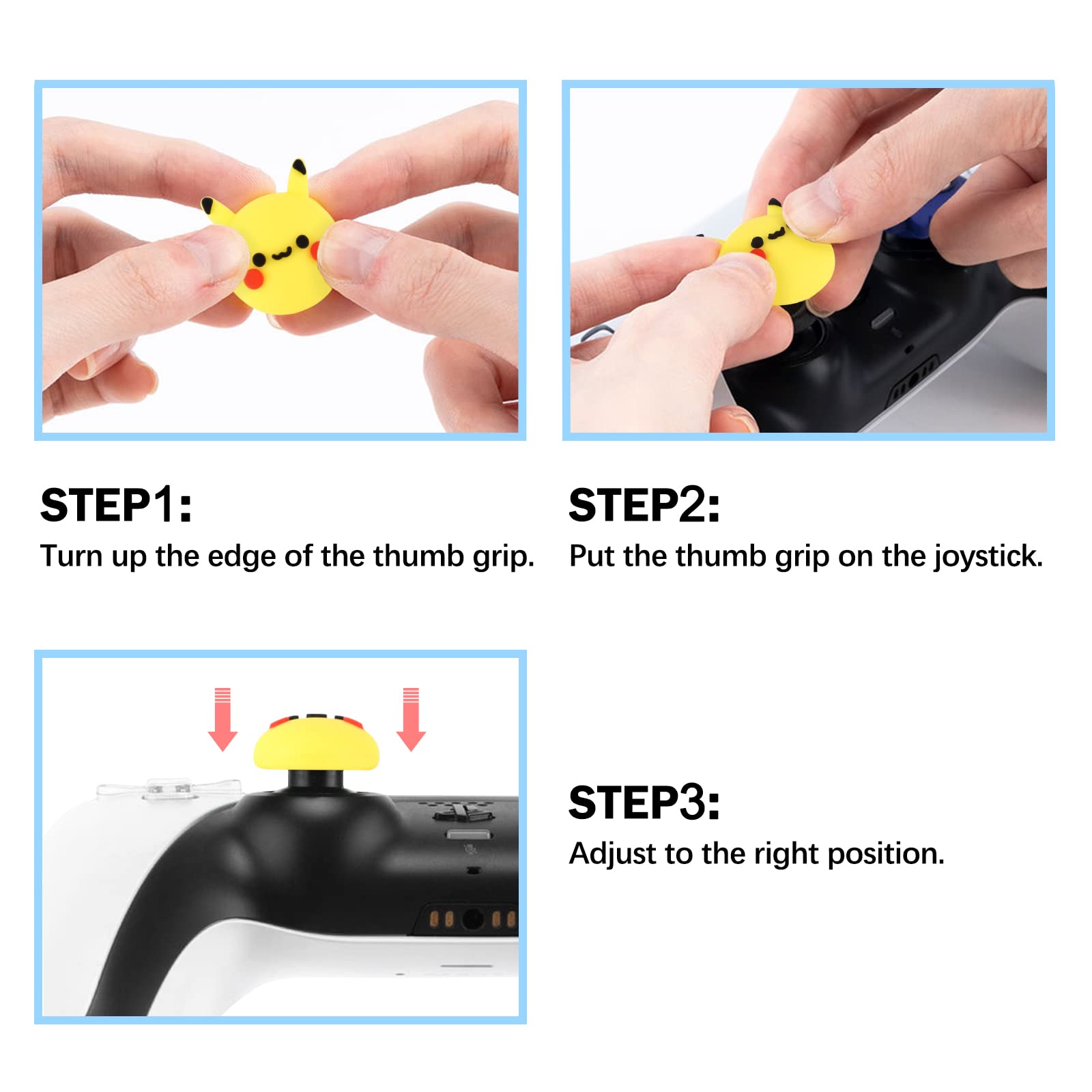 DLseego Kakarotto 4PCS Thumb Grips Caps for Xbox One PS5 PlayStation4 DualSense Switch Pro Wireless Controller Steam Deck, Soft Silicone Anti-Slip Button Caps Japanese Cartoon 3D Joystick Cover