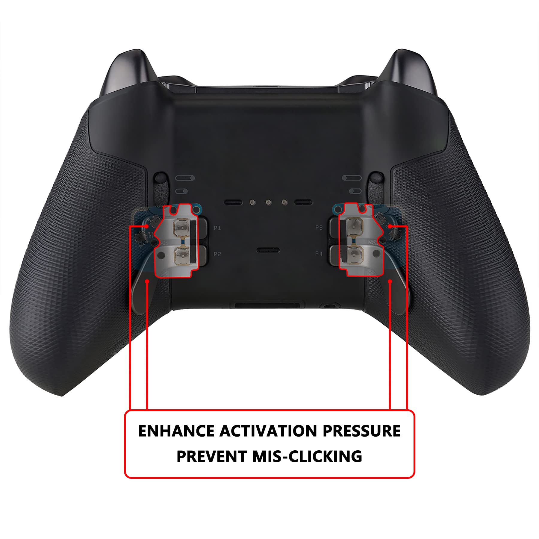 eXtremeRate (Increase Back Paddles Pressure) Enhancement Metal Pad Kits + Stainless Steel Paddles for Xbox Elite Series 2, Elite Series 2 Core Controller (Model 1797)