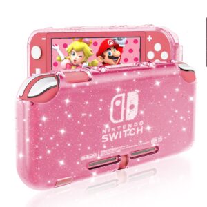 DLseego Pink Glitter Protective Case for Switch Lite, Bling Clear Crystal Soft TPU Cover with Shock-Absorption and Anti-Scratch Design, Cute Sparkle Shining Skin for Switch 2019 Version