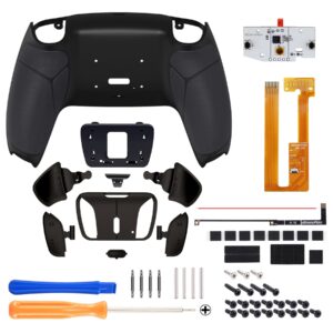 eXtremeRate Black Real Metal Buttons (RMB) Version RISE4 Remap Kit for PS5 Controller BDM-030 040 050 with Rubberized Grip Redesigned Back Shell, Upgrade Board & 4 Back Buttons for PS5 Controller