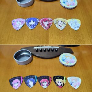 Bocchi the Rock Guitar Pick 5 Pack Kessoku Band Guitar Picks Hitori Gotoh, Free Stickers and Storage Box (A)