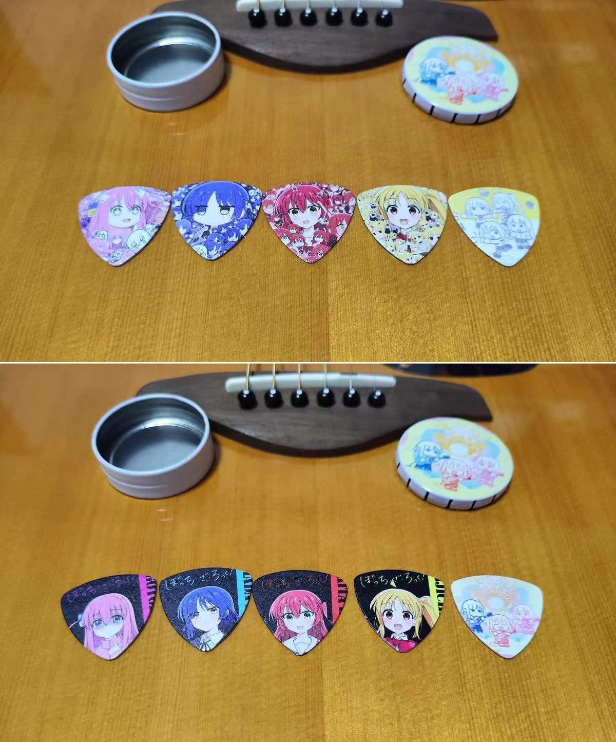 Bocchi the Rock Guitar Pick 5 Pack Kessoku Band Guitar Picks Hitori Gotoh, Free Stickers and Storage Box (A)