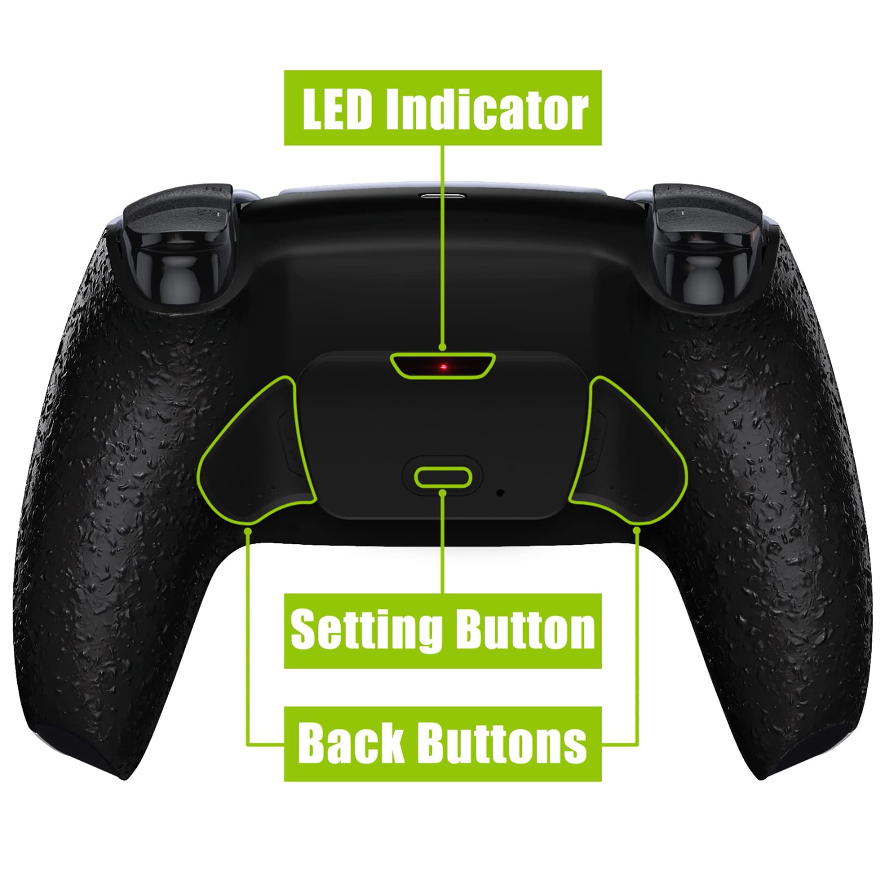 eXtremeRate Textured Black Back Paddles Programable Rise Remap Kit for PS5 Controller BDM-030 040 050, Upgrade Board & Redesigned Back Shell & Back Buttons Attachment for PS5 Controller