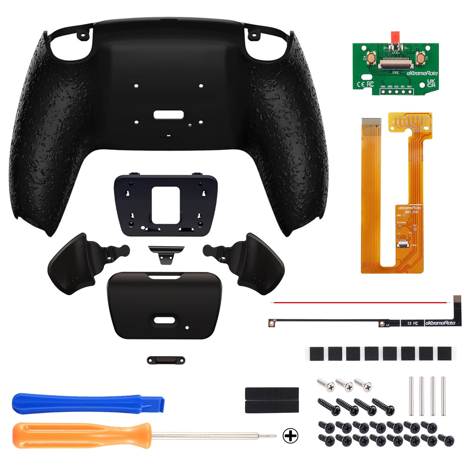 eXtremeRate Textured Black Back Paddles Programable Rise Remap Kit for PS5 Controller BDM-030 040 050, Upgrade Board & Redesigned Back Shell & Back Buttons Attachment for PS5 Controller