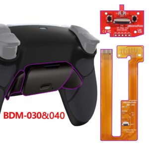 eXtremeRate Black Real Metal Buttons (RMB) Ver. RISE Remap Kit for PS5 Controller BDM-030 040 050 with Black Rubberized Grip Back Shell, Upgraded Programable Back Buttons Attachment for PS5 Controller