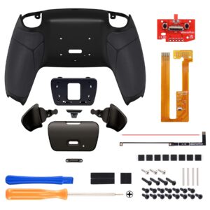 eXtremeRate Black Real Metal Buttons (RMB) Ver. RISE Remap Kit for PS5 Controller BDM-030 040 050 with Black Rubberized Grip Back Shell, Upgraded Programable Back Buttons Attachment for PS5 Controller