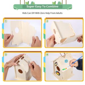 ILHSTY 6 Pack Large DIY Bird Houses Kits for Kids, Kids Crafts Wood Houses for Crafts Class Parties, DIY Crafts and Art Birdhouse Kits for Children to Build & Paint (6)