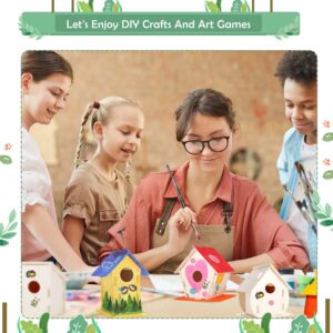 ILHSTY 6 Pack Large DIY Bird Houses Kits for Kids, Kids Crafts Wood Houses for Crafts Class Parties, DIY Crafts and Art Birdhouse Kits for Children to Build & Paint (6)