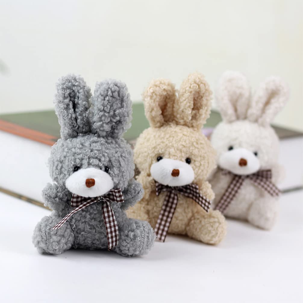 Toyvian 12Pcs Mini Stuffed Animal Bunny Plush Keychain Decoration Rabbit Animal Toy for Easter Eggs Filler Birthday Wedding Party Favors