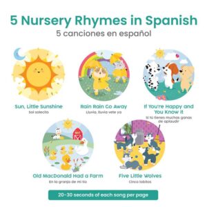 Binibi Spanish Musical Book for Toddlers Sol Solecito & Other Nursery Rhymes | Spanish Learning for Kids | Bilingual Children's Book | Sound Book | Libro en español para bebés