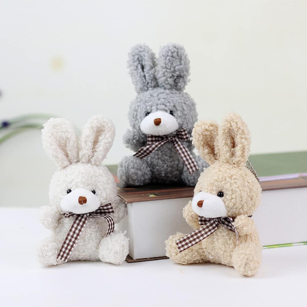 Toyvian 12Pcs Mini Stuffed Animal Bunny Plush Keychain Decoration Rabbit Animal Toy for Easter Eggs Filler Birthday Wedding Party Favors